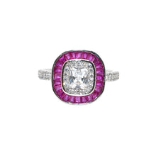 Ruby Coloured Cushion Cut Ring