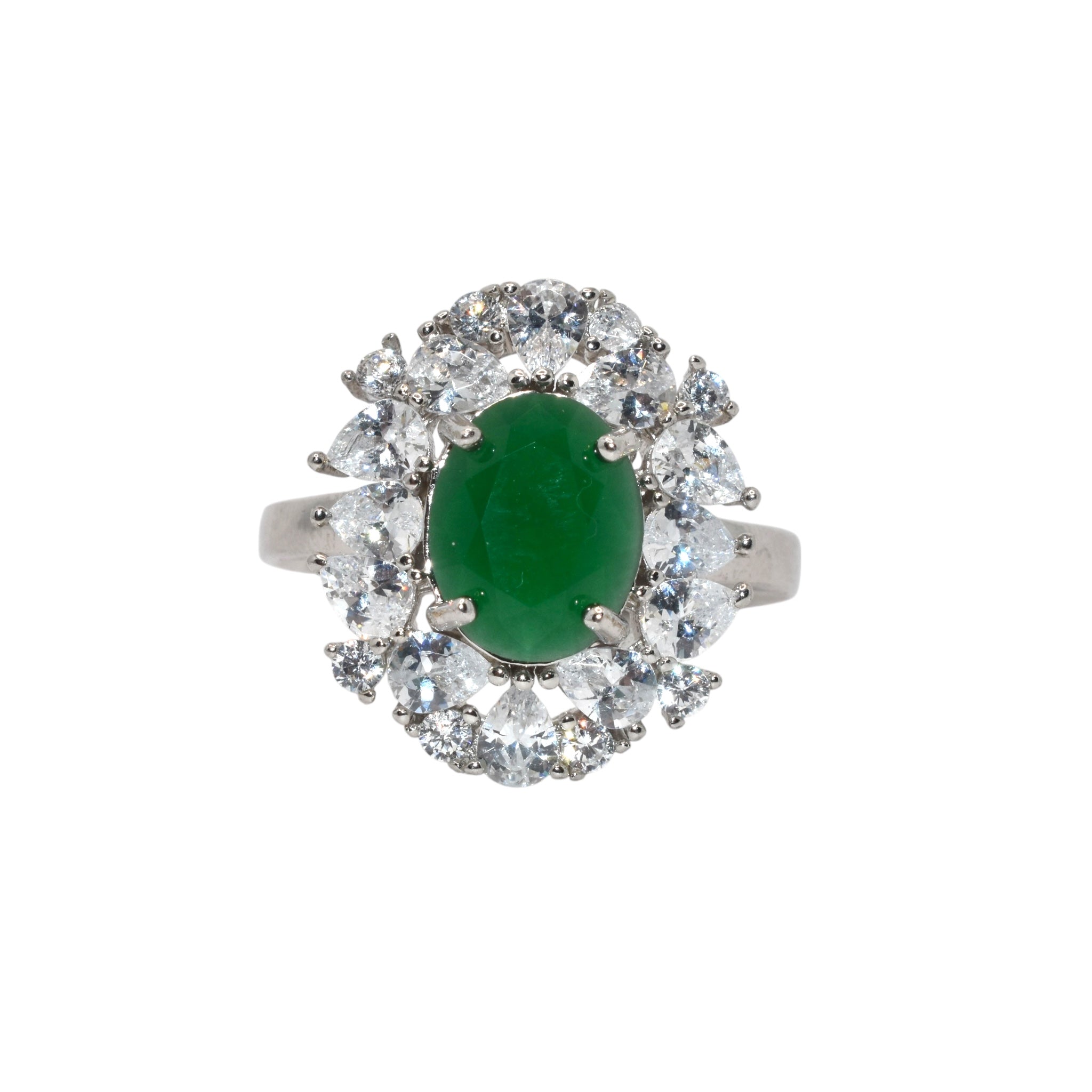 Emerald Coloured Oval Shape Ring