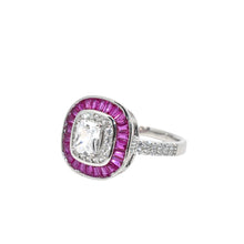 Ruby Coloured Cushion Cut Ring