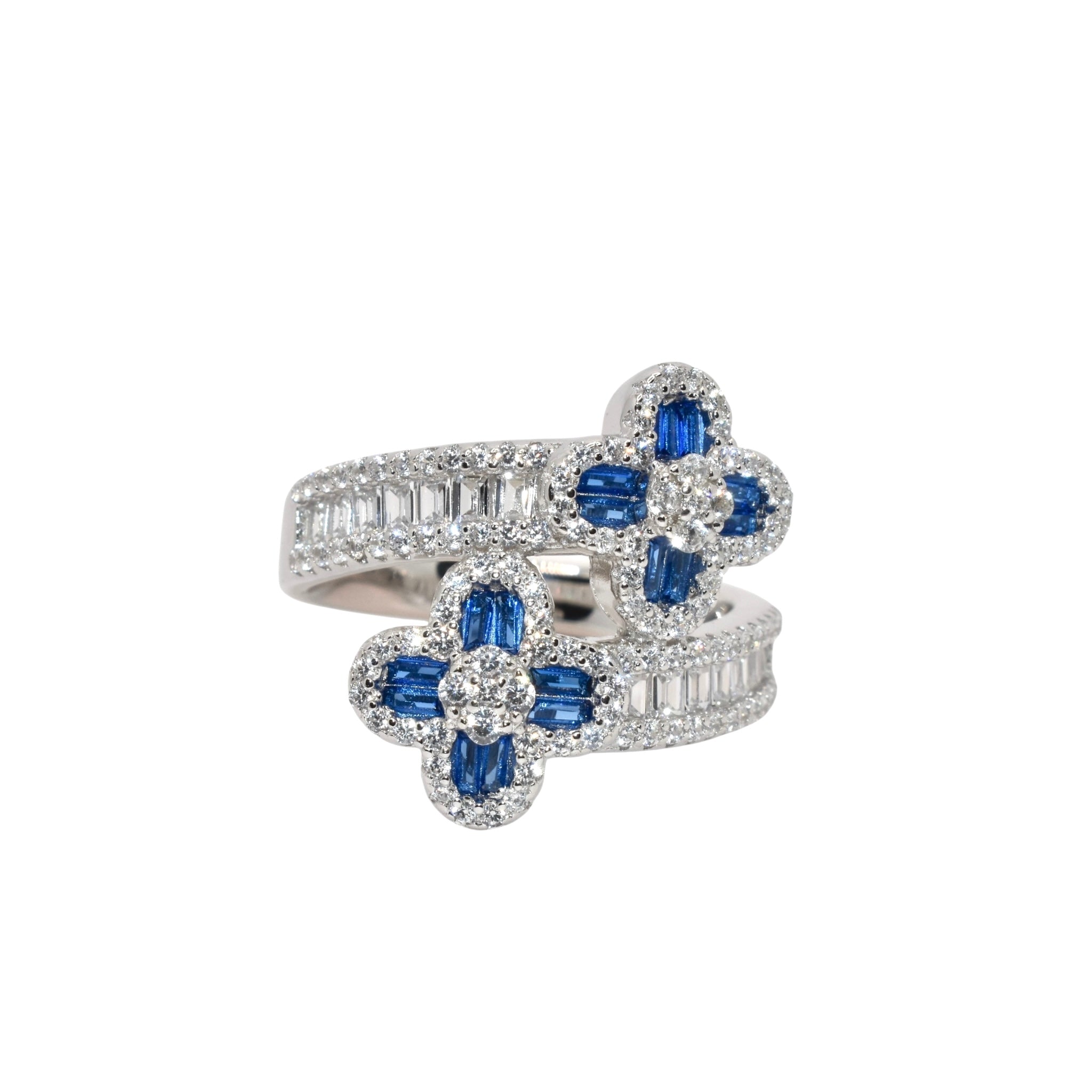 Sapphire Coloured Clover Ring