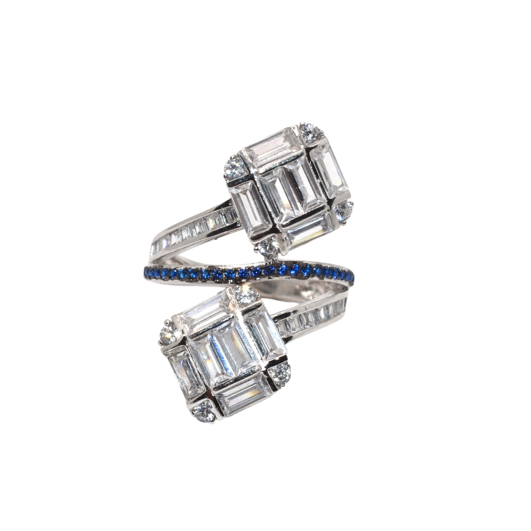 Dual Cushion Cut Baguette Ring