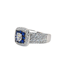 Sapphire Coloured Cushion Cut Ring