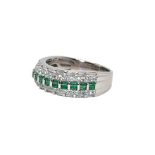 Emerald Coloured Baguette Band Ring