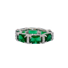 Emerald Coloured Emerald Cut Ring