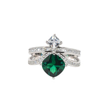 Emerald Coloured Cushion Cut Ring