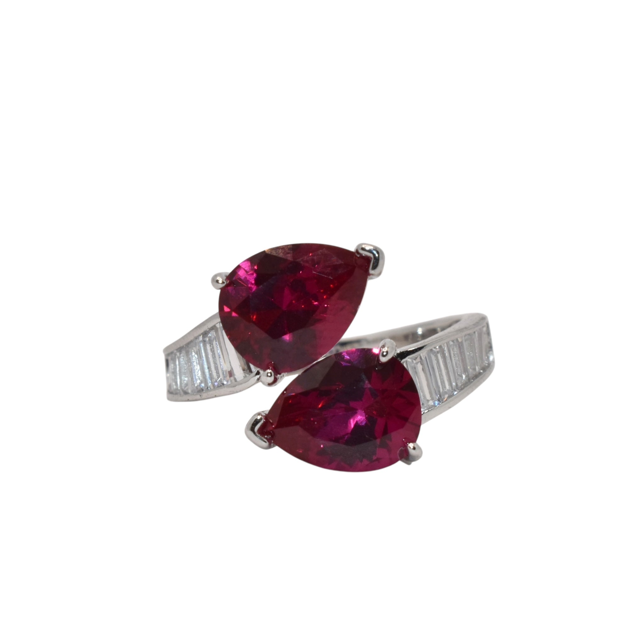 Ruby Coloured Dual Pear Ring