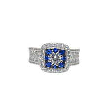 Sapphire Coloured Cushion Cut Ring