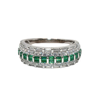 Emerald Coloured Baguette Band Ring