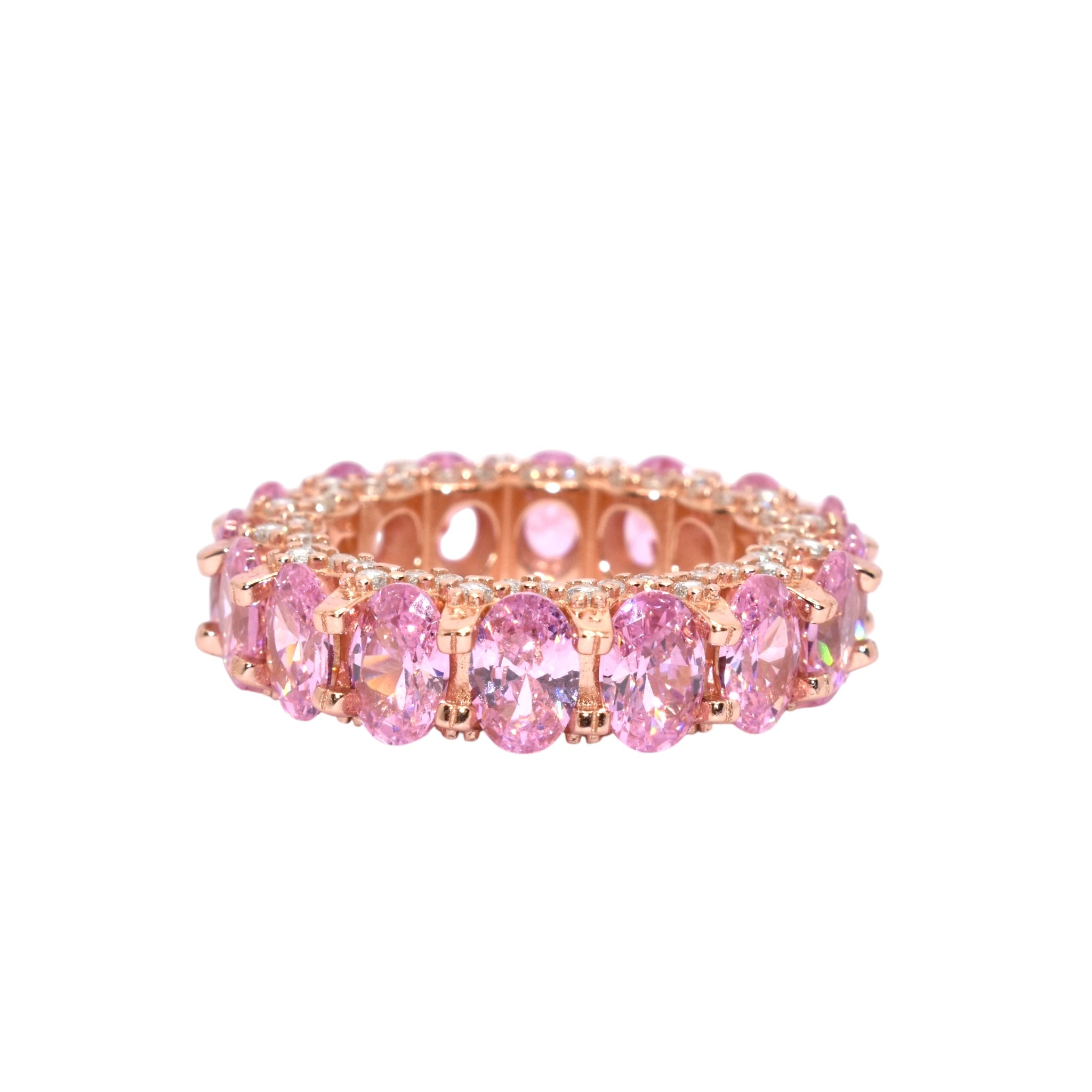 Rose Gold Oval Shape Pink Coloured Band Ring