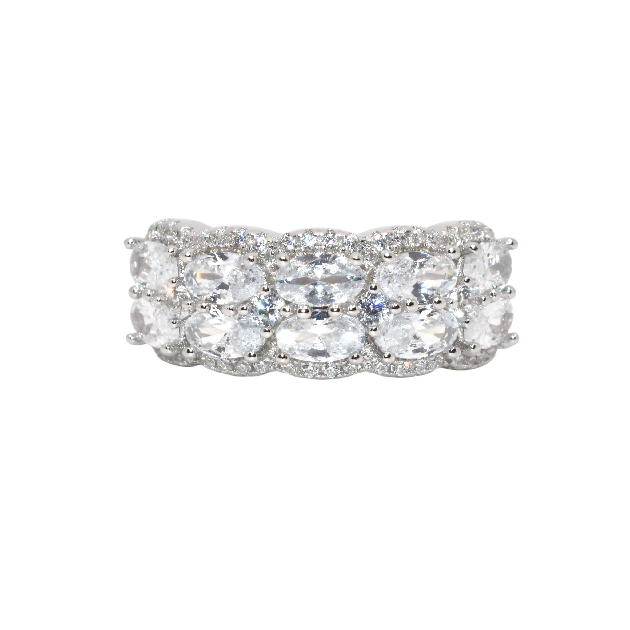 Halo Oval half band Ring