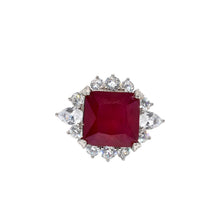 Ruby Coloured Cushion Cut Ring