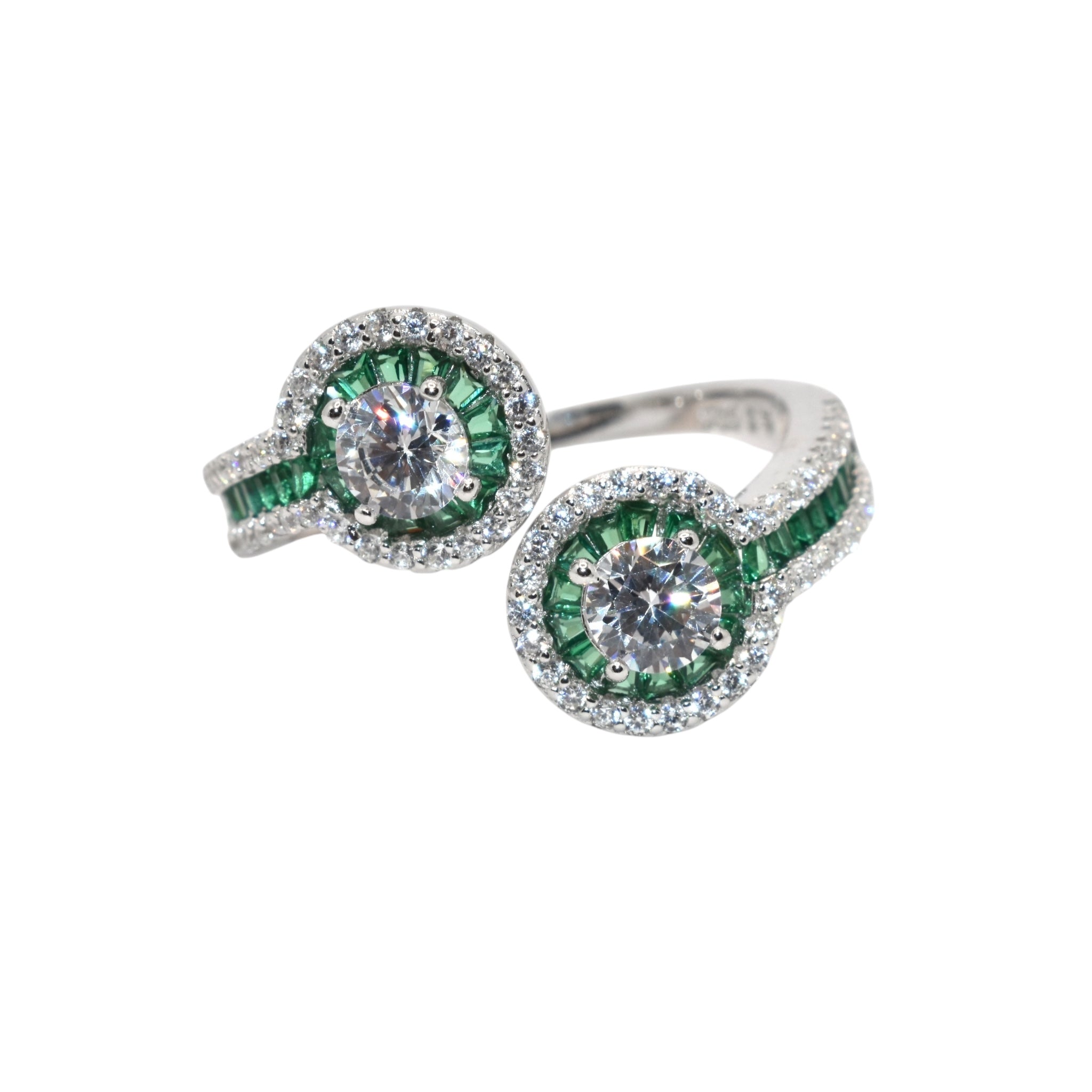 Emerald Coloured Baguette Ring