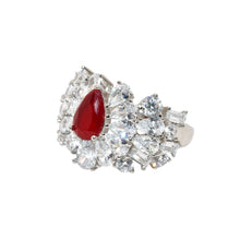 Ruby Coloured Pear Shape Ring