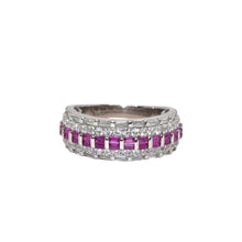 Ruby Coloured Baguette Band Ring