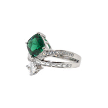 Emerald Coloured Cushion Cut Ring