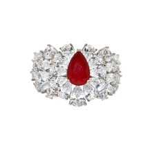 Ruby Coloured Pear Shape Ring
