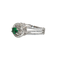 Emerald Coloured Tower Solitaire Ring
