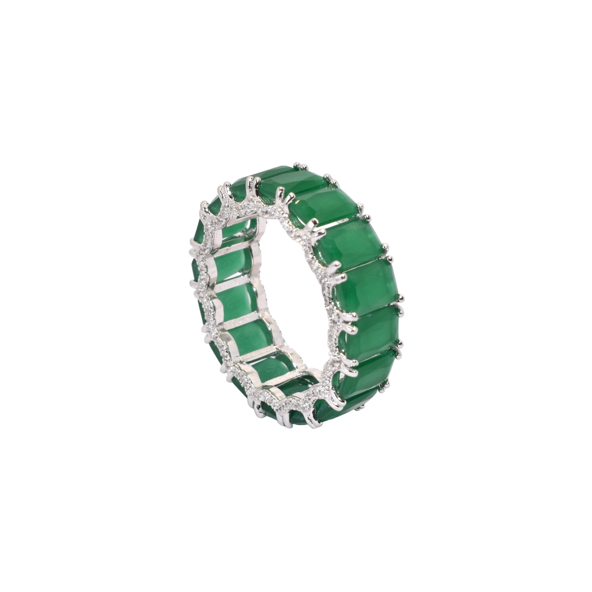 Emerald coloured Emerald Cut Ring