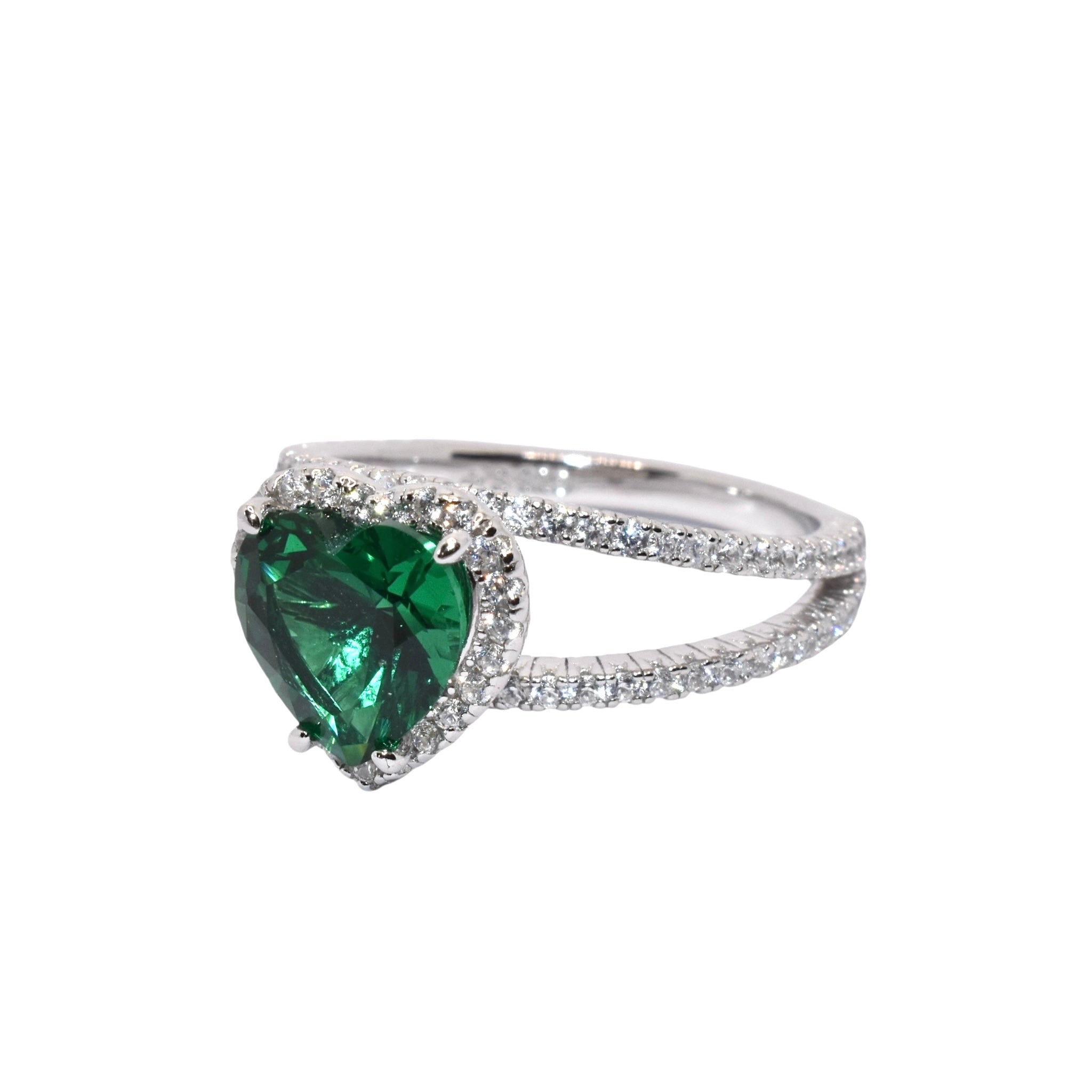 Emerald Coloured Heart Shape Ring