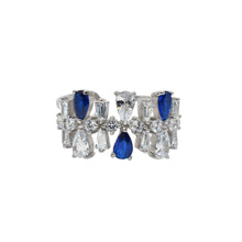Sapphire Coloured Pear Shape Baguette Ring