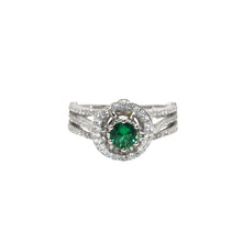 Emerald Coloured Tower Solitaire Ring