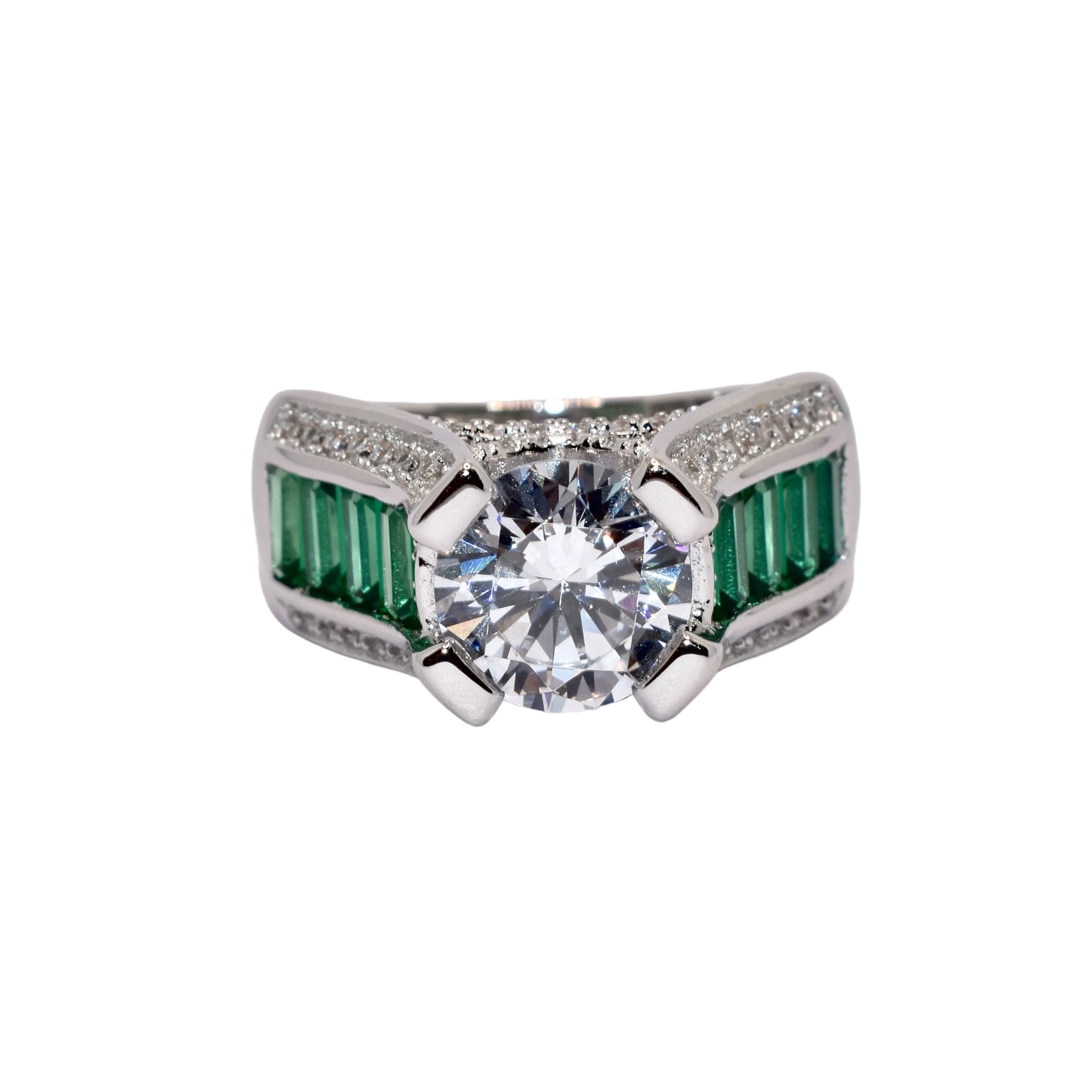 Solitaire Emerald Coloured Ring