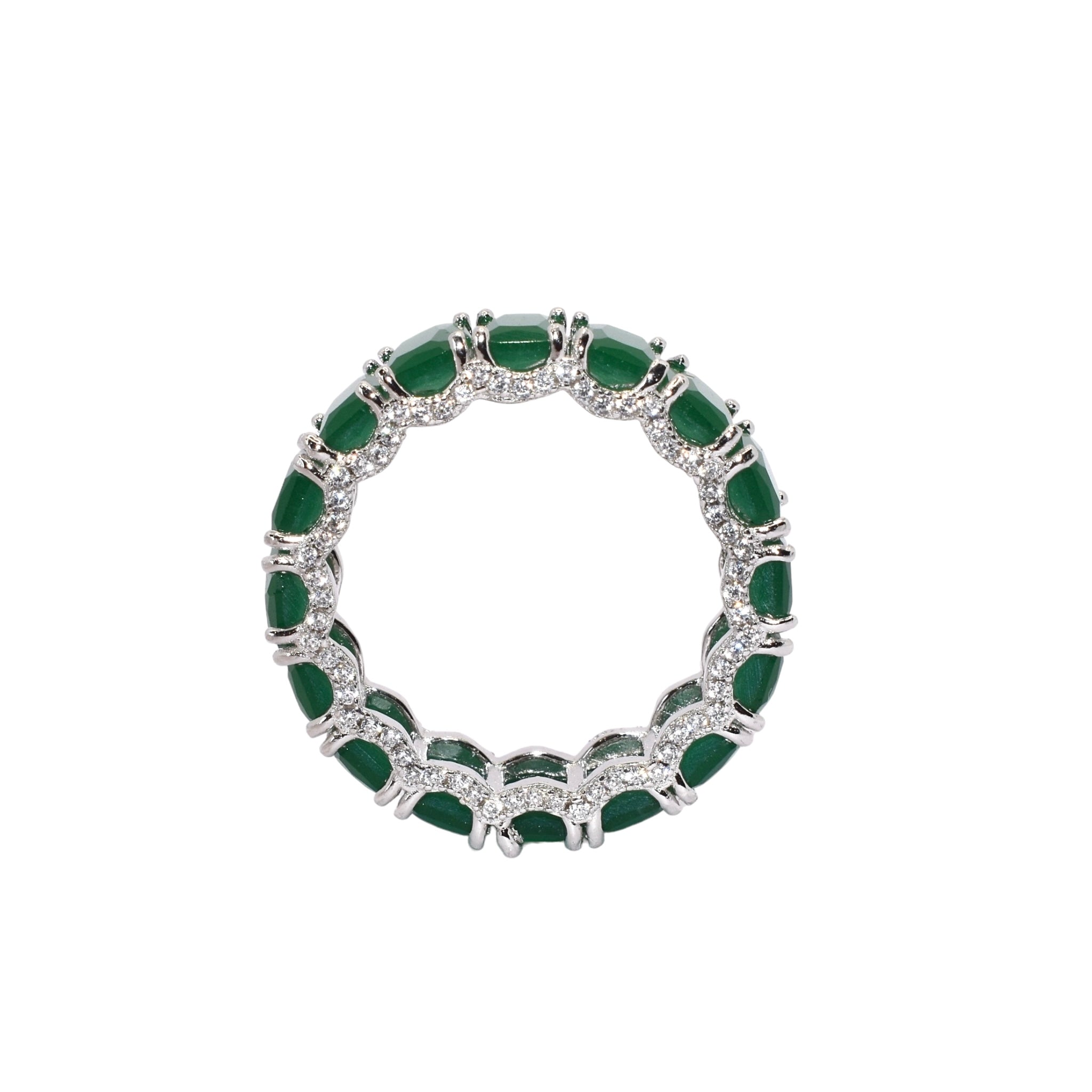 Emerald coloured Solitaire band Ring