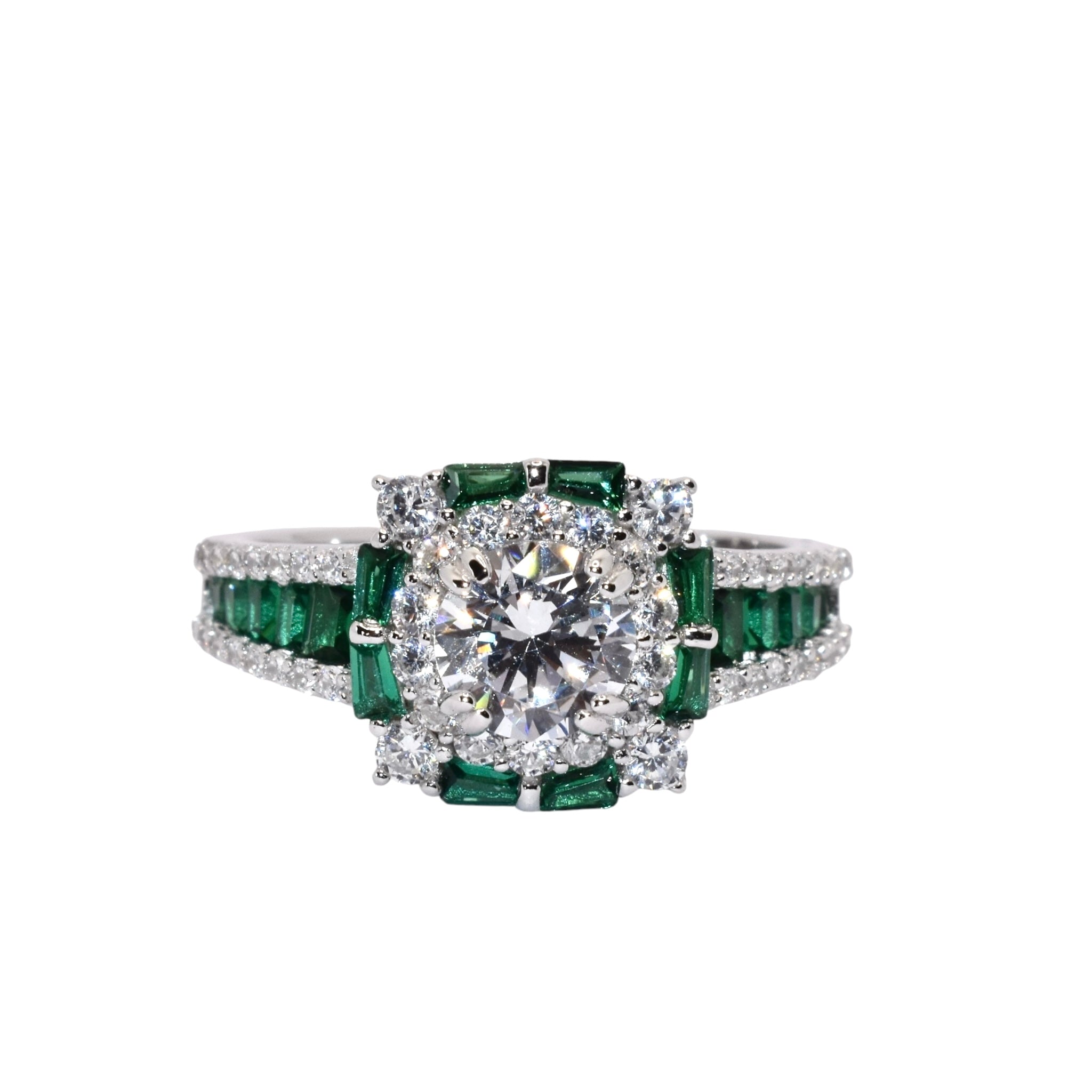 Emerald Coloured Solitaire Ring