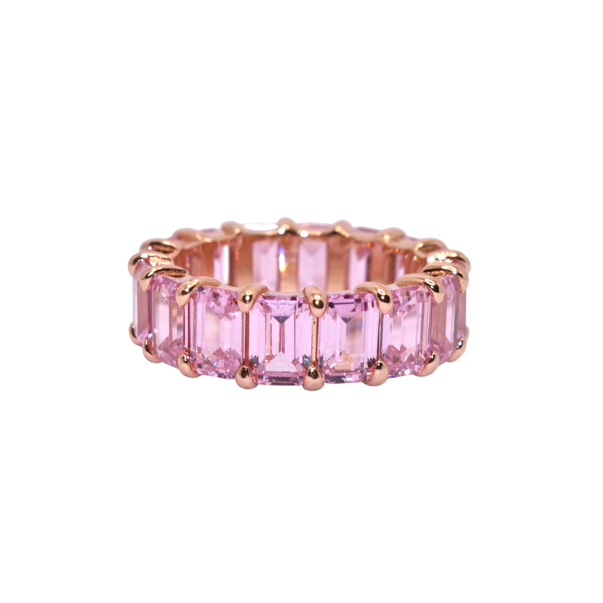 Rose Gold Emerald Cut Band Ring