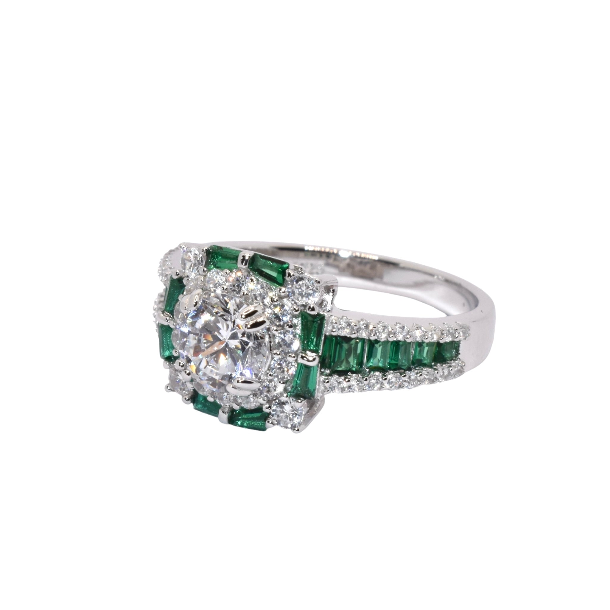 Emerald Coloured Solitaire Ring