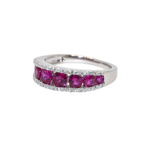 Ruby Coloured Half Band Ring
