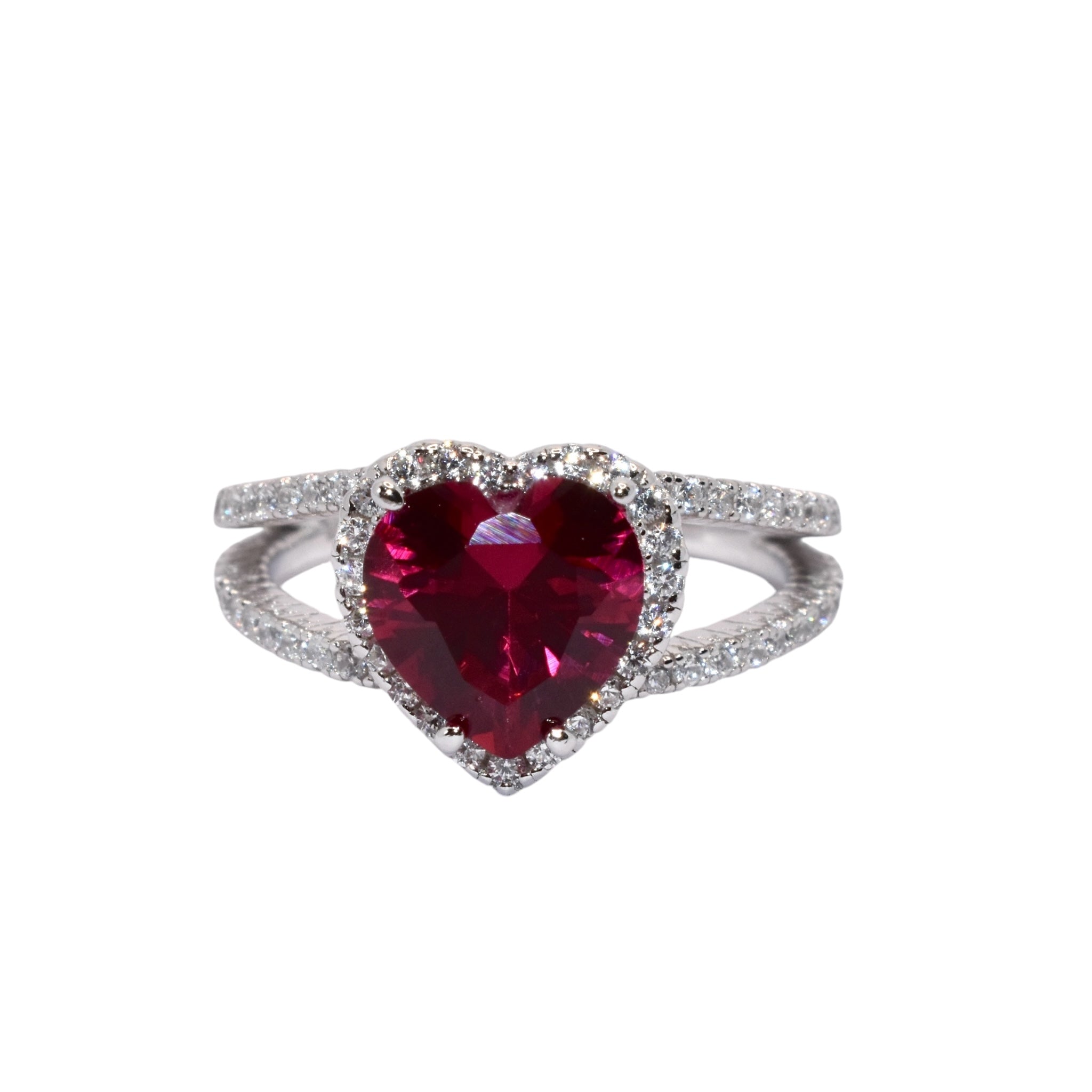 Ruby Coloured Heart Shape Ring