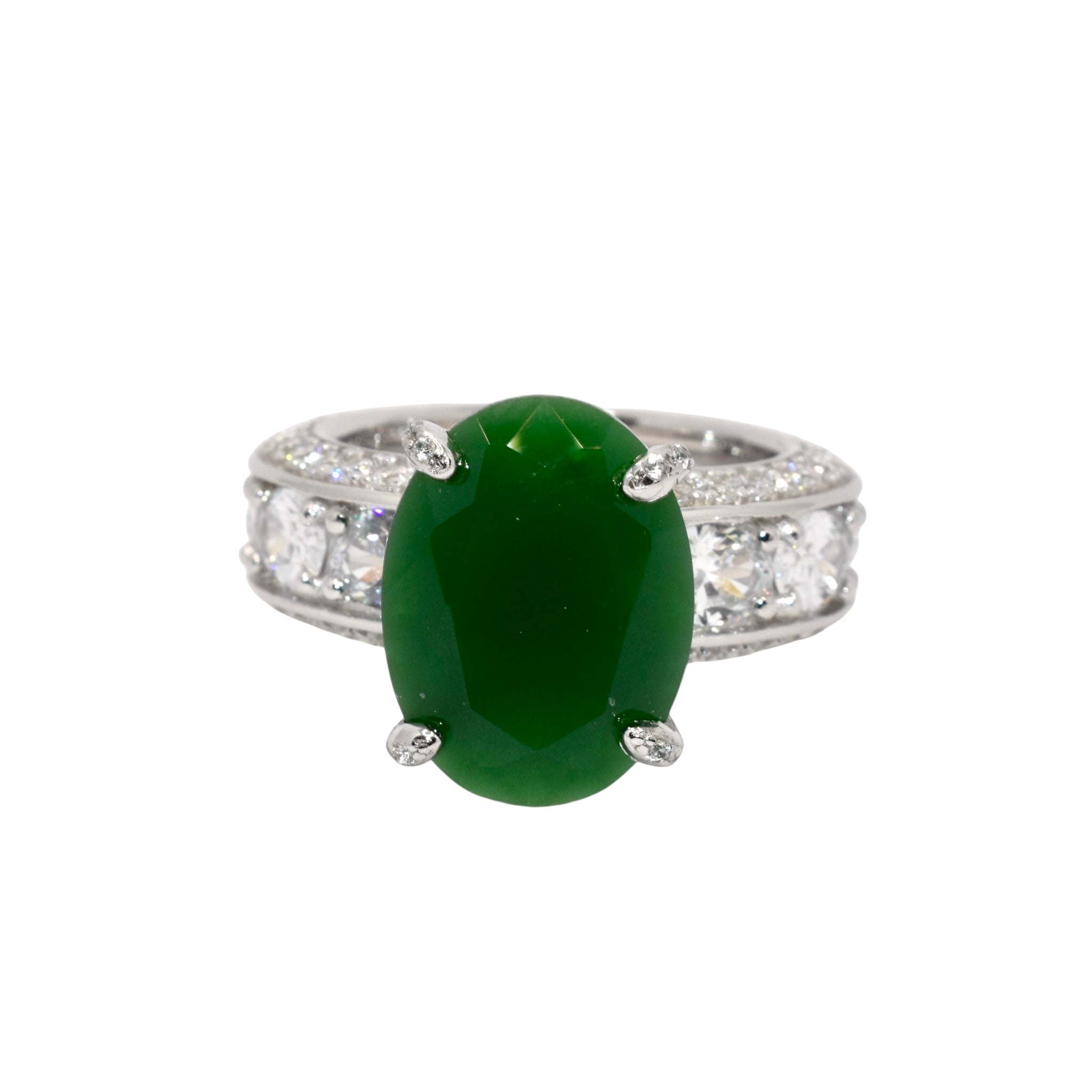 Emerald Coloured Oval Cocktail Ring