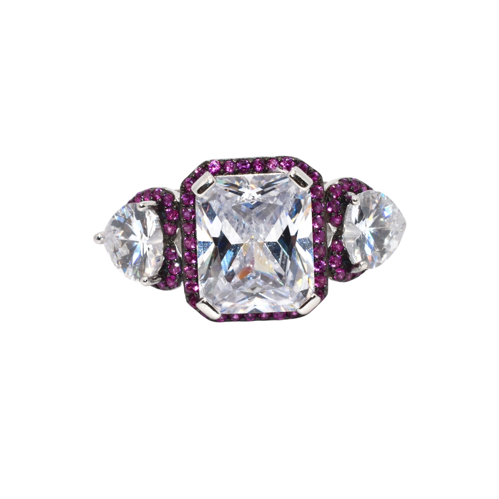 Triple Stone Ring With Ruby Finish