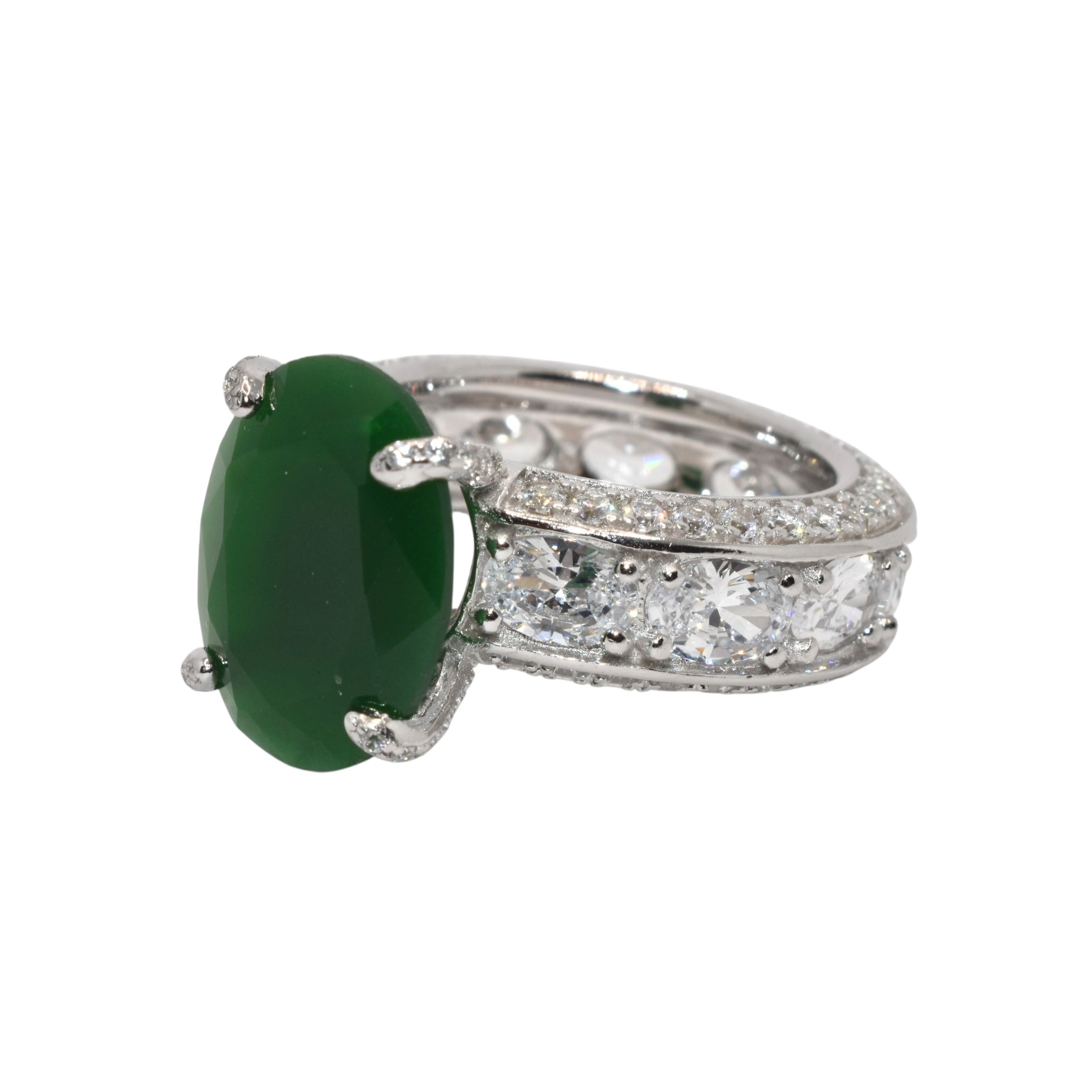 Emerald Coloured Oval Cocktail Ring