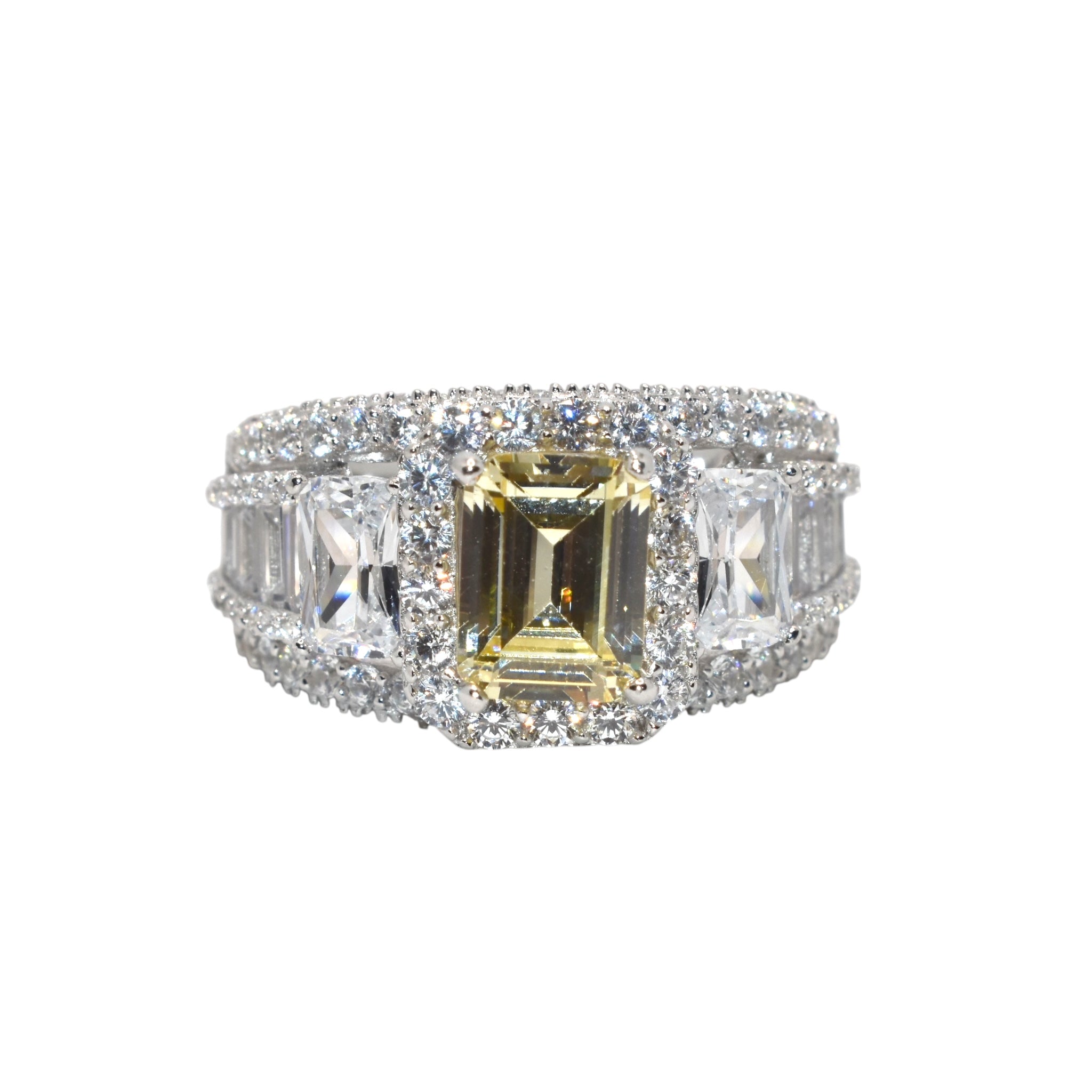 Yellow Coloured Baguette Ring