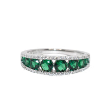 Emerald Coloured Half Band Ring