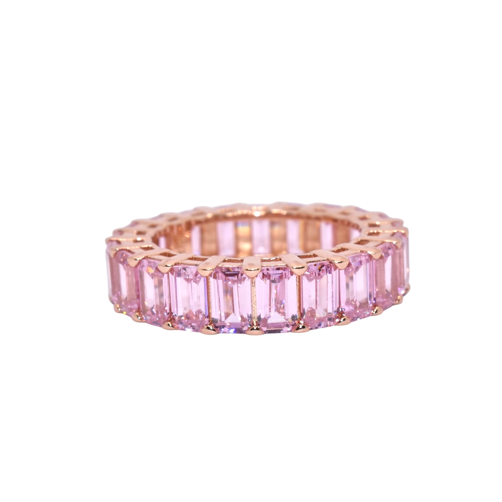 Rose Gold Emerald Cut Band Ring