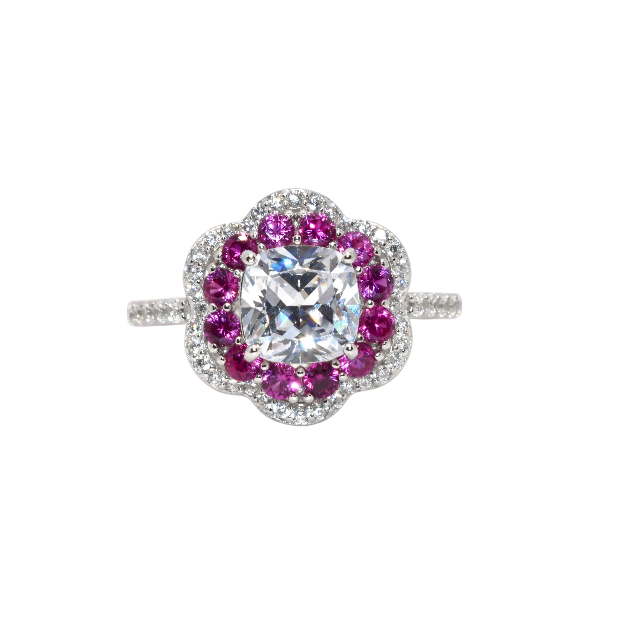 Cushion Cut Ring With Ruby Finish