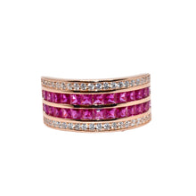 Rose Gold Ruby Coloured Baguette Ring