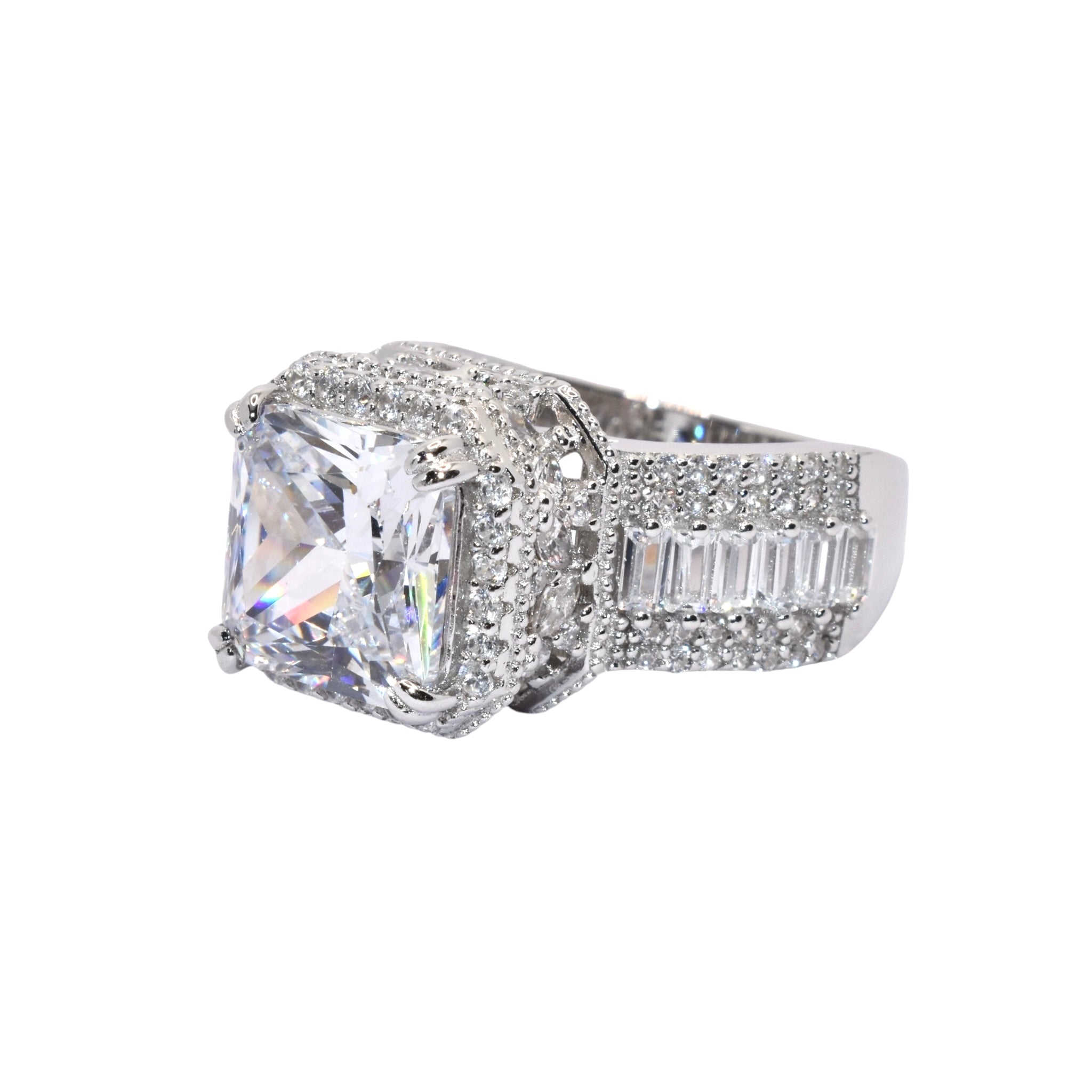 Cushion Cut Baguette Ring