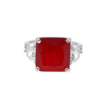 Ruby Coloured Cushion Cut Ring