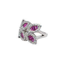Ruby Coloured Baguette Ring