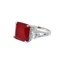 Ruby Coloured Cushion Cut Ring