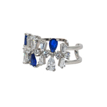 Sapphire Coloured Pear Shape Baguette Ring