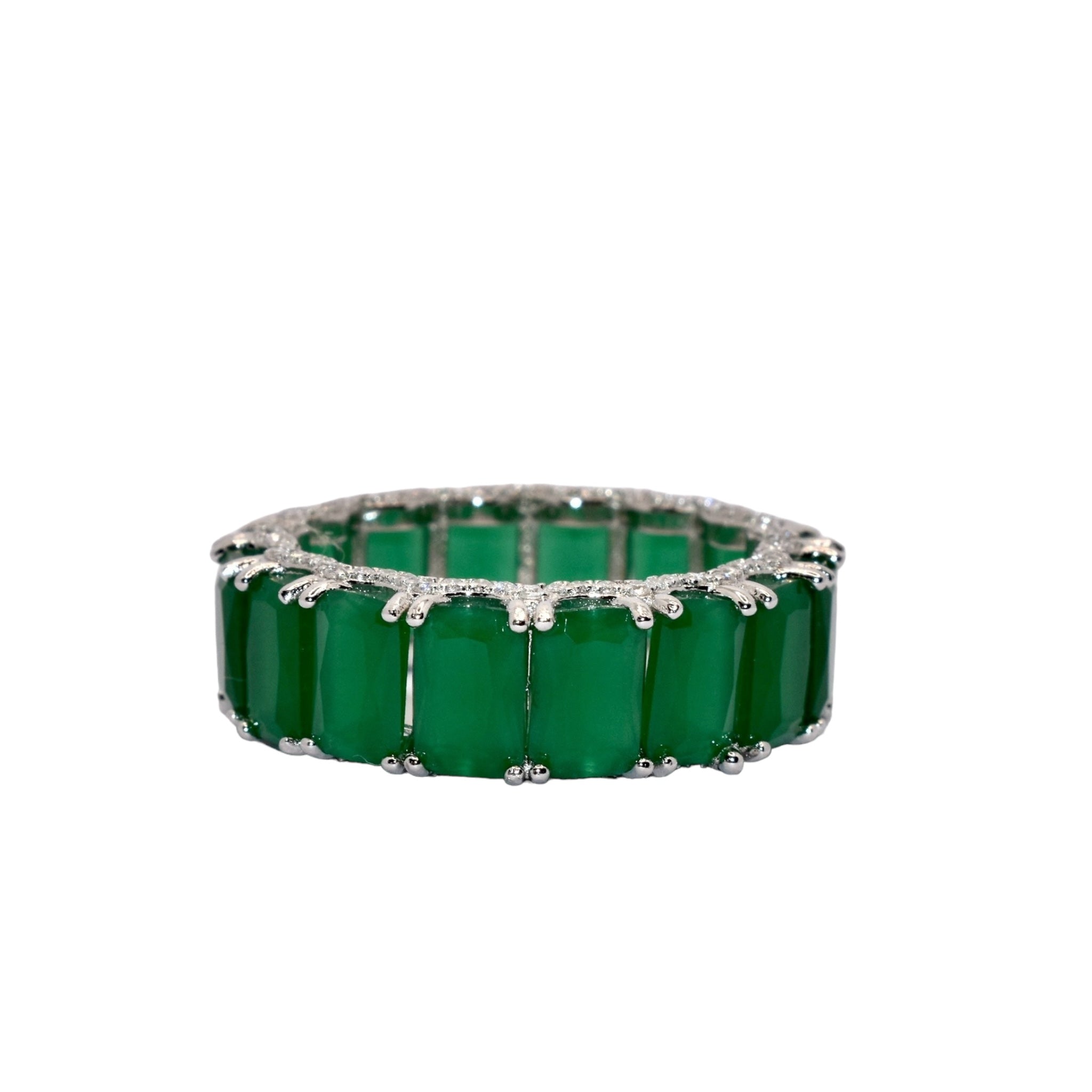 Emerald coloured Emerald Cut Ring