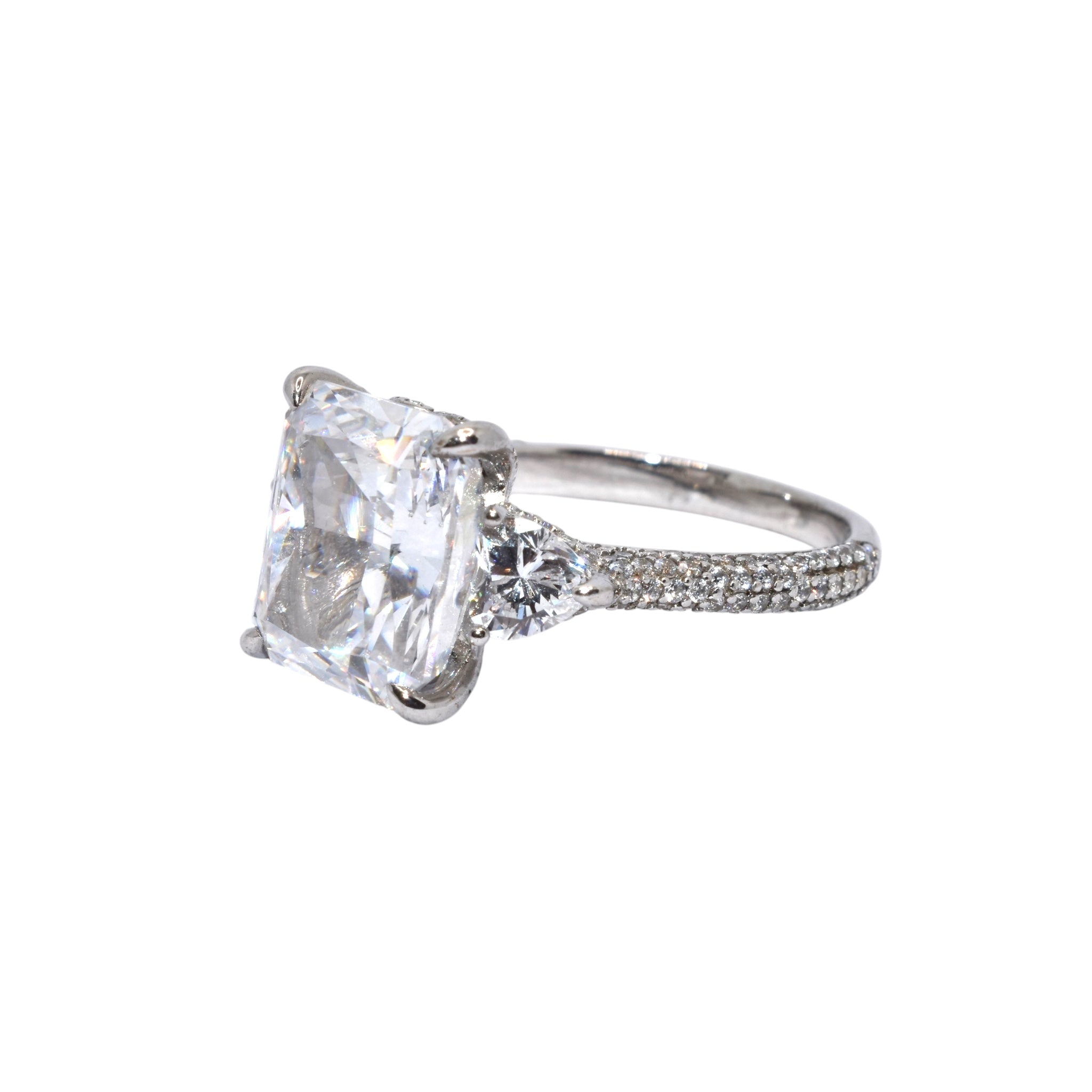 Ice Cut Tri Shape Emerald Cut Ring