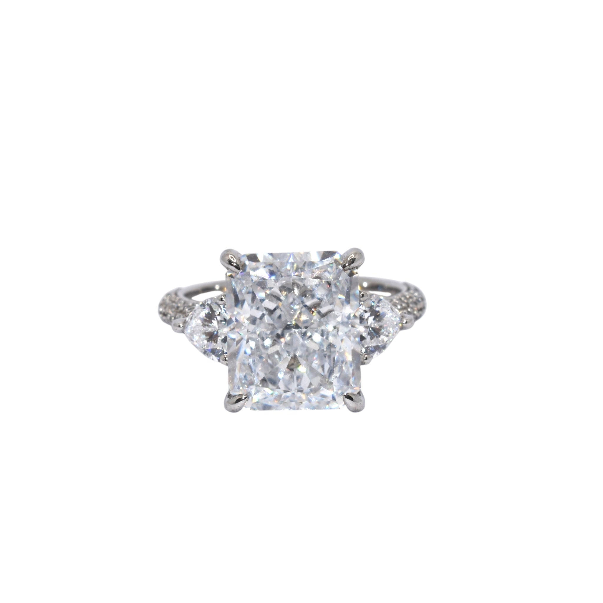 Ice Cut Tri Shape Emerald Cut Ring