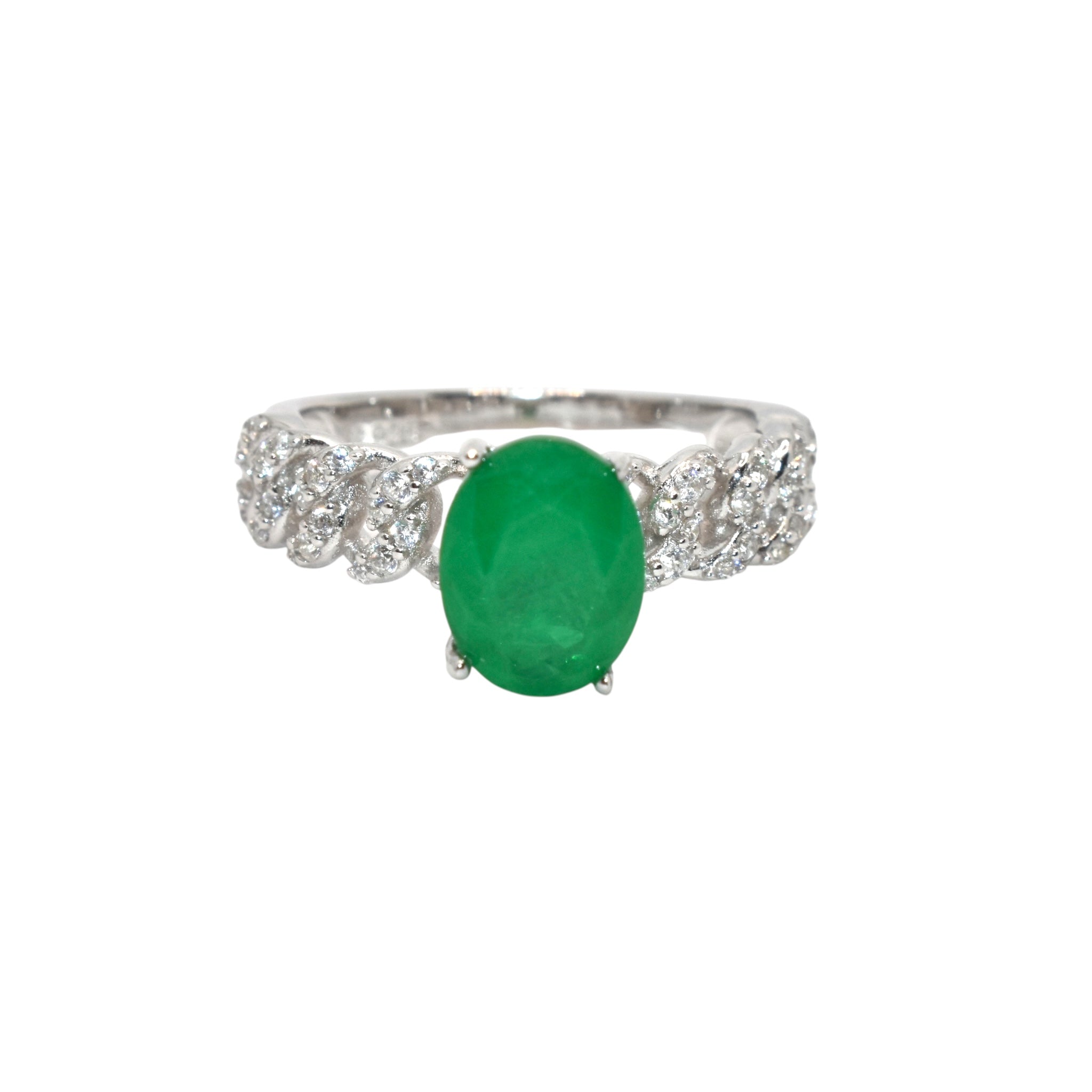 Emerald Coloured Oval Shape Ring