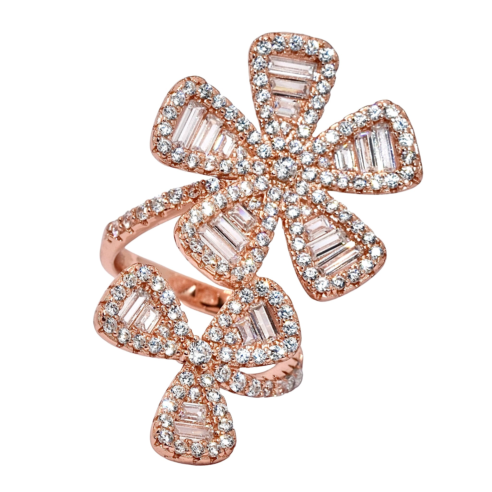 Rose Gold Dual Flower Ring